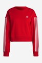 adidas Originals bluza bawełniana 3-Stripes Cropped Sweatshirt czerwony IB7395