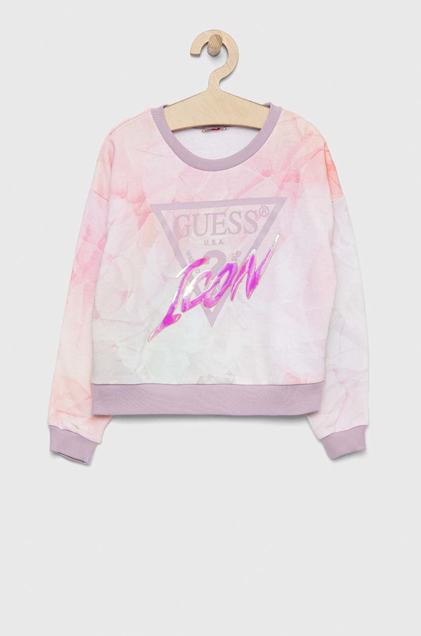 różowy Guess bluza bawełniana dziecięca Dziewczęcy