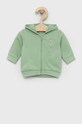 Pamučna dukserica za bebe United Colors of Benetton bez uzorka zelena 3J70MM270.W.SEASONAL