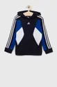 Detská mikina adidas U 3S CB HOODIE tmavomodrá