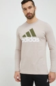 μπεζ Βαμβακερή μπλούζα με μακριά μανίκια adidas