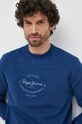 Bavlněná mikina Pepe Jeans Aston námořnická modř PM582372.561