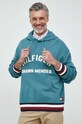 Mikina Tommy Hilfiger x Shawn Mendes MW0MW31185.PPYX tyrkysová SS23