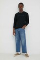 Bruuns Bazaar bluza bawełniana Birk Crew BBM1279 czarny SS23