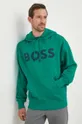 zelena Bombažen pulover BOSS ORANGE