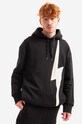 Бавовняна кофта Neil Barett Easy Hooded Sweatshirt з капюшоном чорний BJS059.S500C.1343
