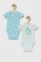 niebieski United Colors of Benetton body bawełniane niemowlęce 2-pack Dziewczęcy