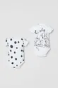 biały OVS body bawełniane niemowlęce 2-pack Dziecięcy