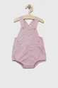 розовый Хлопковый ромпер для младенцев United Colors of Benetton Детский