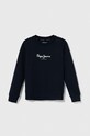 Detská bavlnená mikina Pepe Jeans potlač tmavomodrá PB581444