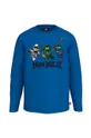 Otroška bombažna majica z dolgimi rokavi Lego x Ninjago modra