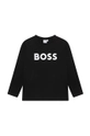 czarny BOSS longsleeve bawełniany dziecięcy Chłopięcy