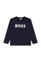 BOSS longsleeve bawełniany dziecięcy nadruk granatowy J25P25.162.174