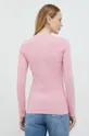 Βαμβακερή μπλούζα με μακριά μανίκια Guess ροζ