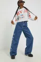 Βαμβακερή μπλούζα με μακριά μανίκια Tommy Jeans γκρί