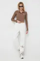 Majica z dolgimi rokavi Calvin Klein Jeans rjava