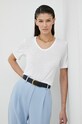 Μπλουζάκι με λινό μείγμα Tiger Of Sweden στρογγυλό λευκό S71591001