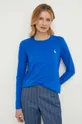 modrá Bavlnené tričko s dlhým rukávom Polo Ralph Lauren