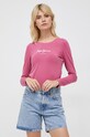 Tričko s dlouhým rukávem Pepe Jeans New Virginia s elastanem fialová PL505203.371