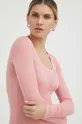 ροζ Βαμβακερή μπλούζα με μακριά μανίκια American Vintage
