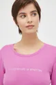 μωβ Βαμβακερή μπλούζα με μακριά μανίκια United Colors of Benetton