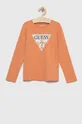 oranžová Detské tričko s dlhým rukávom Guess Dievčenský
