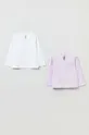 Detské bavlnené tričko s dlhým rukávom OVS 2-pak fialová