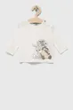 biela Detské bavlnené tričko s dlhým rukávom United Colors of Benetton Dievčenský