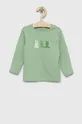 zelená Detské bavlnené tričko s dlhým rukávom United Colors of Benetton Dievčenský