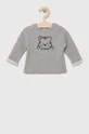 sivá Detské bavlnené tričko s dlhým rukávom United Colors of Benetton Dievčenský