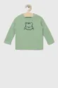 zelená Detské bavlnené tričko s dlhým rukávom United Colors of Benetton Dievčenský