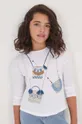 modrá Detská bavlnená košeľa s dlhým rukávom Mayoral Dievčenský