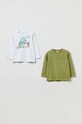 OVS longsleeve niemowlęcy 2-pack nadruk zielony 1699128.Boy.9.36months.