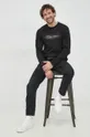 Βαμβακερή μπλούζα με μακριά μανίκια Calvin Klein μαύρο