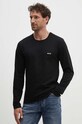 Bavlněné tričko s dlouhým rukávem BOSS 3-pack slim černá 50492321