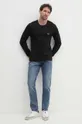 Βαμβακερή μπλούζα με μακριά μανίκια BOSS 3-pack μαύρο