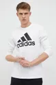 Βαμβακερή μπλούζα με μακριά μανίκια adidas λευκό