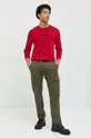 Βαμβακερή μπλούζα με μακριά μανίκια Hollister Co. κόκκινο