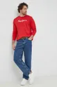 Βαμβακερή μπλούζα με μακριά μανίκια Pepe Jeans Eggo κόκκινο