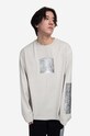 Βαμβακερή μπλούζα με μακριά μανίκια A-COLD-WALL* Foil Grid LS T-Shirt βαμβάκι γκρί ACWMTS111