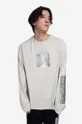 сив Памучна блуза с дълги ръкави A-COLD-WALL* Foil Grid LS T-Shirt Чоловічий