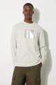 Хлопковый лонгслив A-COLD-WALL* Foil Grid LS T-Shirt печать серый ACWMTS111