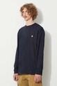 Хлопковый лонгслив Carhartt WIP тёмно-синий I026392