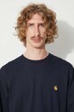 Хлопковый лонгслив Carhartt WIP I026392 тёмно-синий