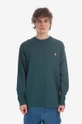 green Carhartt WIP cotton longsleeve top American Script