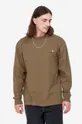 hnědá Bavlněné tričko s dlouhým rukávem Carhartt WIP American Script Pánský