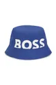 голубой Детская двусторонняя хлопковая шляпа BOSS Для мальчиков