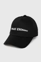 czarny Armani Exchange czapka z daszkiem bawełniana Damski