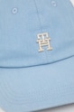 Bavlněná baseballová čepice Tommy Hilfiger AW0AW14528.PPYX modrá SS23