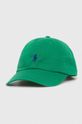 Βαμβακερό καπέλο του μπέιζμπολ Polo Ralph Lauren λείο πράσινο 211912843